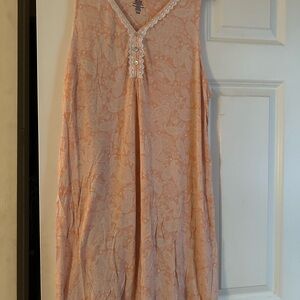 Peach Sleeveless Lace Trim Top